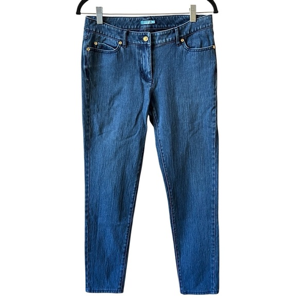 J MCLAUGHLIN LEXI JEANS MED WASH BLUE DENIM 5 POCKET TAPERED ANKLE STRETCH 6 - Picture 1 of 11